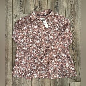 Pilcro by Anthropologie Terra Cotta Floral Blouse XS NWT